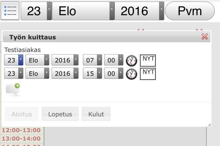 Ty�ntekij� voi kuitata ty�t my�s �lypuhelimella tai tekstiviestill�