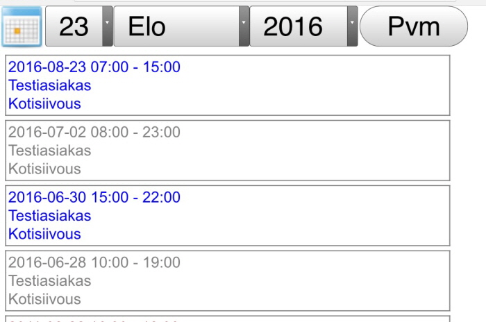 Ty�ntekij�ll� on k�ytett�viss��n mobiili ty�lista ja ty�kalenteri