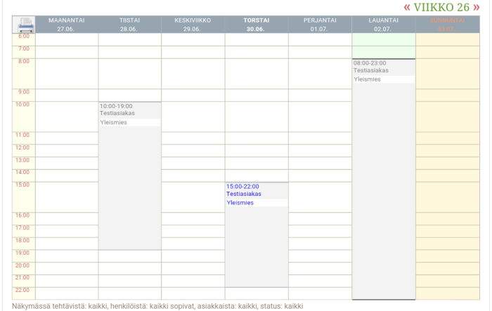 Ty�t n�kyv�t ty�kalenterissa ja ty�listassa